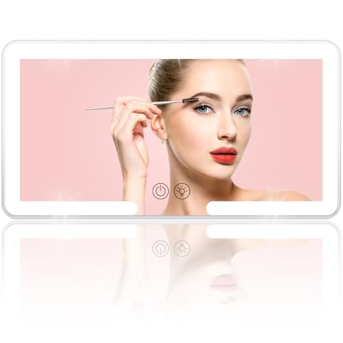 Image of 120 LEDs Car Mirror Vanity, Car Sun Visor with 3 Light Modes&Big LEDs, Rechargeable Makeup Mirror Touch Control, Light Up Mirror Universal for Car, Truck