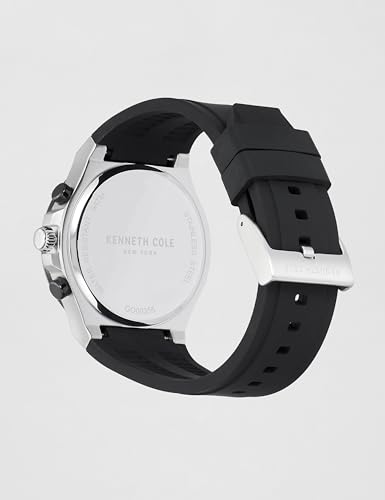 Image of Kenneth Cole Quartz Chronograph with Date Silver Dial Black Silicone Strap Watch for Men - KCWGO0035501MN