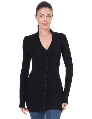 AmélieBoutik Women Fall Long Sleeve Cable Knit Sweater Open Front Cardigan Button Fit Outerwear4