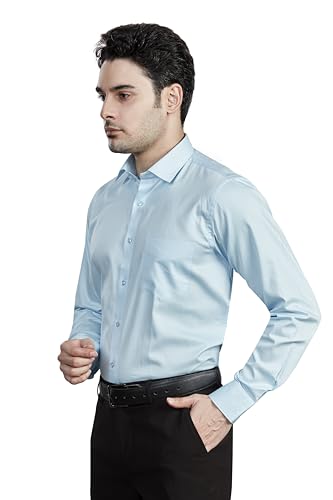 Image of Men's Solid Formal Shirt | Regular Fit |100% Pure Cotton Satin | Classic Collar | Full Sleave