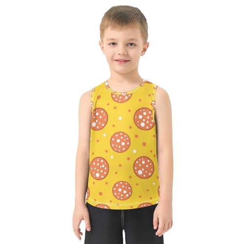 J JOYSAY Cartoon Pizza Yellow Boys Tank Top Sleeveless Muscle Shirts Quick Dry Sport Workout Active Kids T-Shirts 3-15T2