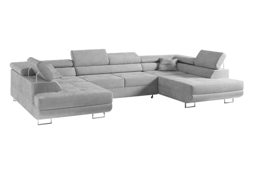 Ecksofa mit Schlaffunktion Big PASTI U-Form, Sofa Couch mit Bettkasten, 3-Sitzer Eckcouch, Schlafsofa für Wohnzimmer, Big Sofa Couch mit Schlaffunktion (Hellgrau) Ecksofa mit Schlaffunktion Big PASTI U-Form, Sofa Couch mit Bettkasten, 3-Sitzer Eckcouch, Schlafsofa für Wohnzimmer, Big Sofa Couch mit Schlaffunktion (Hellgrau)