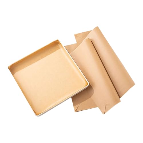 100 hojas de papel pergamino sin blanquear de 34 x 34 cm, antiadherente, precortadas para hornear y cocinar fácilmente en moldes de media hoja