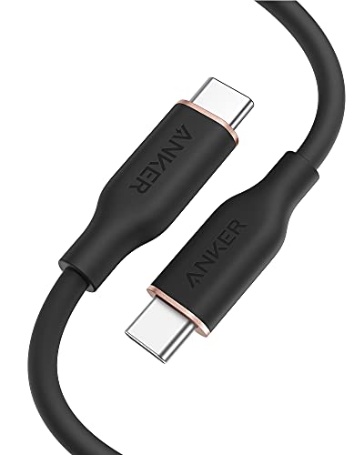 Anker PowerLine III Flow USB-C & USB-C ケーブル Anker絡まないケーブル 240W 結束バンド付き USB PD対応 シリコン素材採用 iPhone 17 / 16 / 15 / Galaxy iPad Pro MacBook Pro/Air 各種対応 (1.8m ミッドナイトブラック)