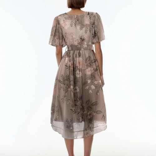 Spring Summer Chiffon Midi Dresses for Women 2025 Elegant Classy Wedding Guest Floral Formal Cocktail Prom Dress