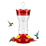 Glass Hummingbird Feeders for Outdoors, Built-in Ant Moat &...
