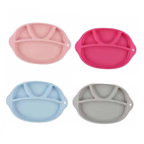 Toddmomy Safe Easy- and Girls Meal Tray Silicone Partition Tray Baby Rice Holder Separate Plate Cutlery (grey)