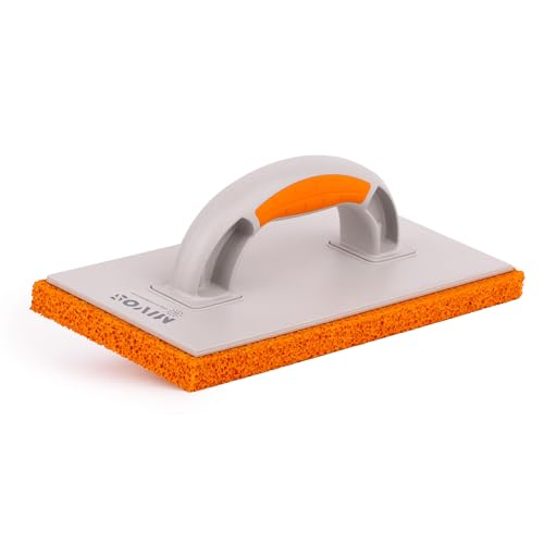 MIVOS Planche à Râper 280 x 140 mm avec Revêtement Caoutchouc Éponge 18 mm pour Surface Plâtre - Taloche Éponge avec Poignée Bicomposante - Taloche...