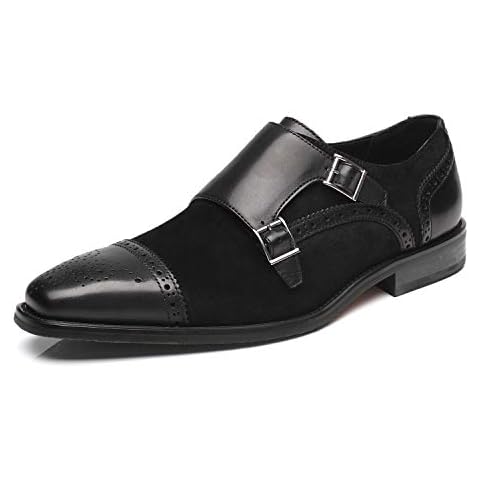 La Milano Mens Leather and Suede Double Monk Strap Loafer Dress Shoes Cover