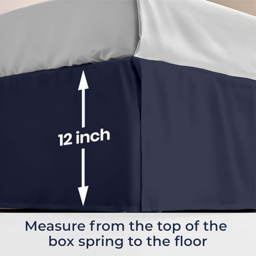 SGI bedding 12 inch Drop Bed Skirt Cal King Size - Platform Style with Secure Fit, Classic Tailored Look, Elegant Pleated Style Dust Ruffle, Split Corners, Wrinkle Resistant Microfiber - Navy Blue by SGI bedding - Image 4