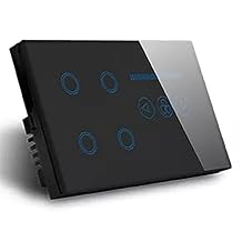 WiFi Smart Tuya Light Switch Fan Speed Dimmer Interruptor Glass Touch Panel Power Metering Remote by Voice Control Black