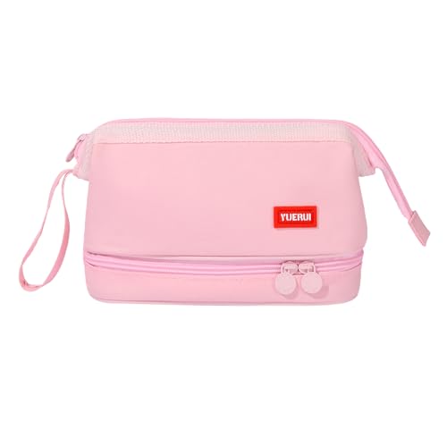 Image of Pencil Case - 2-Layer Large Capacity Aesthetic Pencil Pouch with Strong Zipper, Handheld Stationery Organizer Pen Case with Compartments for College, office, Travel, for Women Men(Pink)