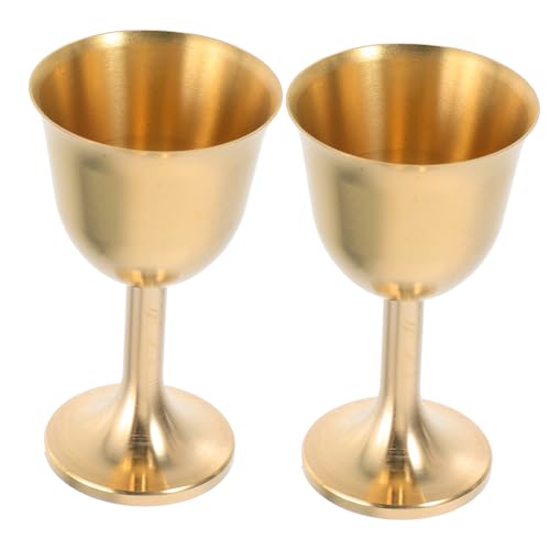 PRETYZOOM 2pcs Brass Worship Chalice Mini Gold Goblet for Ritual Decoration for Meditation Offerings and Religious Ceremonies Capacity Luxurious Brass Wine Cups