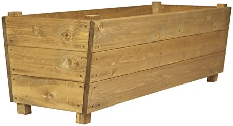 Heavy Duty Large Wooden Planter - Outdoor Wood Flower Container Rectangular DeepTrough Box - Timber Garden Plant Boxes