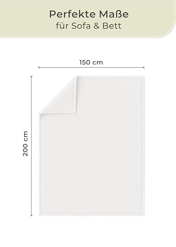LAYNENBURG Premium koc bawełniany 150x200 cm - Oeko-TEX 100 - mieszanka bawełny, koc pluszowy - koc jako koc na łóżko, koc na sofę i narzuta na kanapę - wełniany koc ciepły i przytulny z bawełny