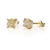 NEW Designs by Nature Gems Raw Herkimer Diamond Stud Earrings in 14k Gold Vermeil for Women, April Birthstone Jewelry, Handmade in Canada