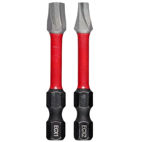 48-32-4443 ECX Power Bit Combo Pack (2-Pack) Fits For Milwaukee Shockwave Impact Duty 2 ECX #1 & #2 Bits with Wear Guard Tip & Shockzone Technology