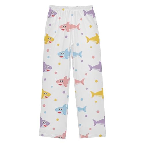 Colorful Shark Boys Pants Boys Athletic Pants Long Pant for Boywith Pockets Wide-Leg Size 6-14Y