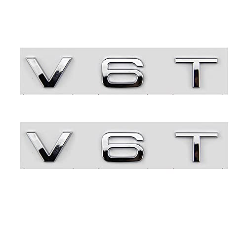 Image of 2pcs Chrome ABS Letter Number V6T Emblem for AUD Car Styling Side Badge Discharge Logo Sticker