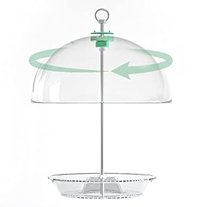 Rotating Dome Platform Bird Feeder Adjustable Bird feeders for Outside Hanging Tray with Drainage Holes Can Be Filled with Mealworms Seeds and Fruits Attract Bluebirds Cardinals