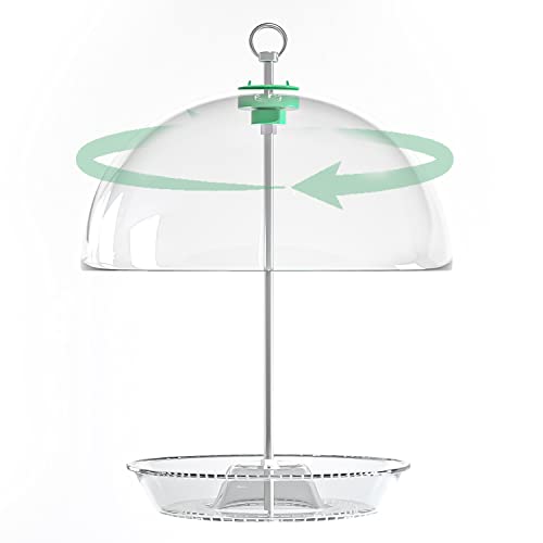 PFNRTH Rotating Dome Bird Seed Feeder, Adjustable Hanging niger seed Bird feeders for Outside
