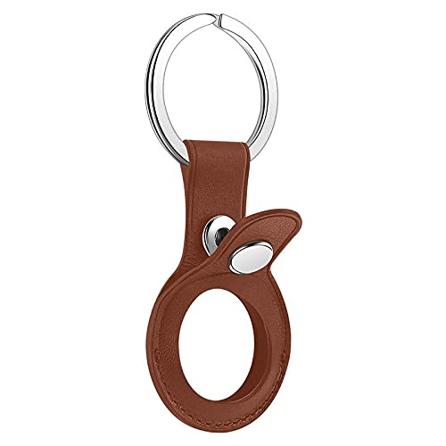 PRECORN Airtag Porte-clés en étui marron pour Apple AirTags Étui de protection compatible avec les étiquettes Air Tag Collier pour chien Trouveur de clés