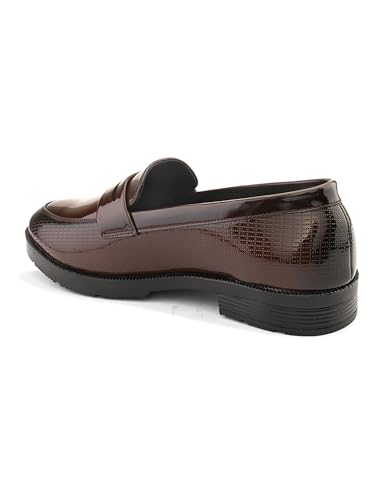 Image of STANPHORD Mens Loafers Men tan petant Leatherette Wrinkle Free Shiny Glossy Formal Office wear Slip on Moccasins Loafers Penny Shoes Without Laces