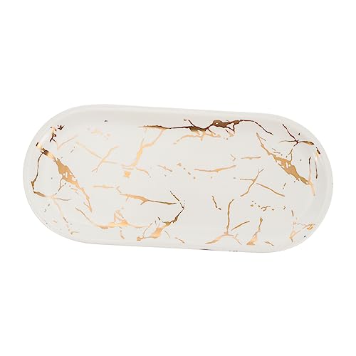 PRETYZOOM 1Pc Marble Pattern Ceramic Sushi Plate Multifunctional Food Tray for Home Restaurant for Displaying Food Jewelry Serving Dish