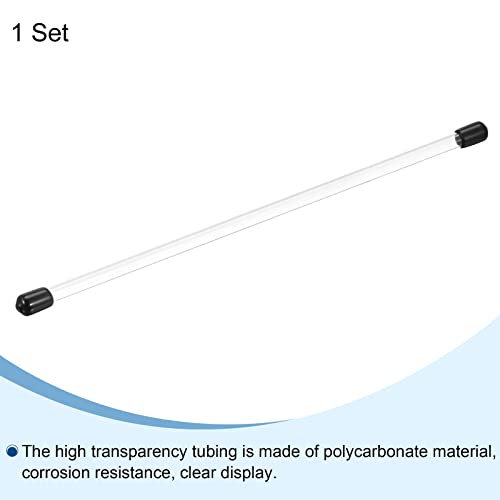 Image of PATIKIL Clear Rigid Tube Round Plastic Tubing with Black Rubber Caps Polycarbonate Water Pipe, 305mm / 12 Inch Length, 4mmx5mm /0.16 inchx0.2 inch, 1 Set