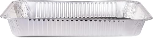 Image of Glad Disposable Full Size Aluminum Steam Pans, Deep Heavy Duty Foil Pans for Steaming, Baking, Roasting, Catering & Oven Reheating, Fits 2 Half Pans, 20.5 x 12.5 x 2.75 Inch, 2 Count