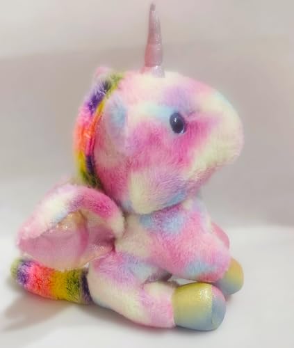 Image of Niku Pink Unicorn Baby with Wings Stuffed Soft Toy for Kids Girls Baby Boy | Teddy Bear Plush | Best Gift for Birthday Valentines Anniversary (33 cm, Rainbow Pink)