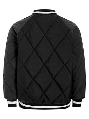 Hansber Kids Girls Boys Baseball Jacket Fall Winter Bomber Varsity Jackets Long Sleeve Quilted Coat Outerwear4