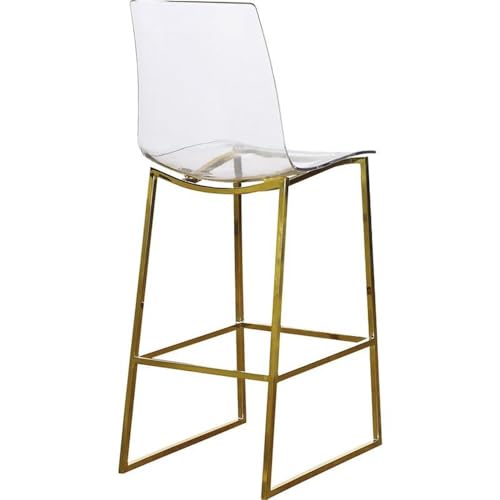 Meridian Furniture Taburete de Mostrador Acrílico Contemporáneo Moderno Colección Lumen con Base de Acero Inoxidable, 16.5" Ancho x 20" Profundidad x 42" Altura, Dorado miniatura 6