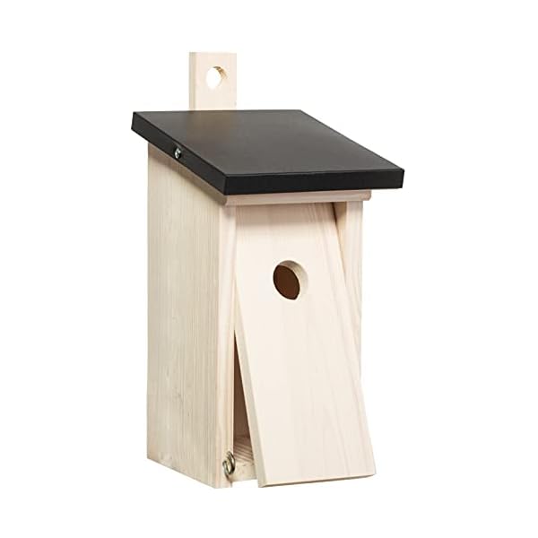 Brandsseller Nistkasten mit Stahlblechdach 32mm Einflugloch Wetterfest Vogelhaus - Motiv 2 - Holz Weiss/Dach Schwarz – Bild 3