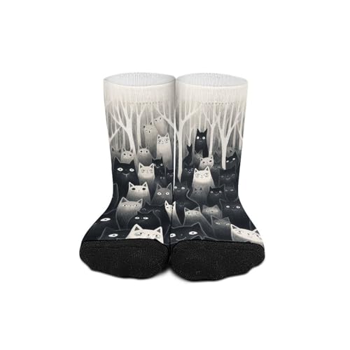 Socks for Women Men Black Cats Cotton Sock Breathable Boot Socks Warm Calf Socks for Hiking Work Crew Socks