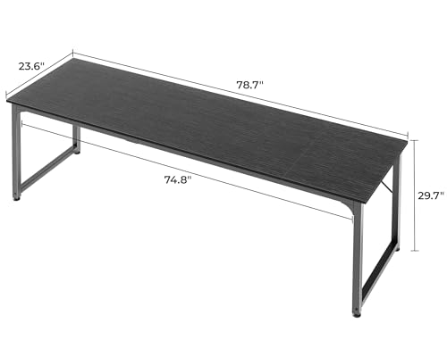 Huuger Computer Desk, 80 Inch Office Desk, Gaming Desk with Storage, Writing Desk Work Desk for Home Office, Study, Long Simple Desk, Large Legroom, Metal Frame, Black