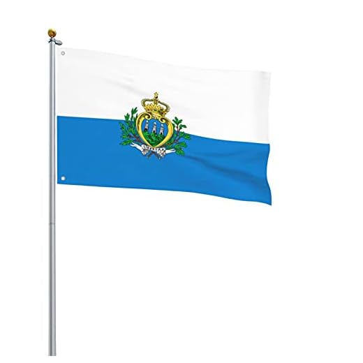 San Marino flagga bris flagga, 91 x 122 cm polyesterbanderoll med öljetter, hållbar trädgård gård husflaggor inomhus- och utomhus sportdekoration
