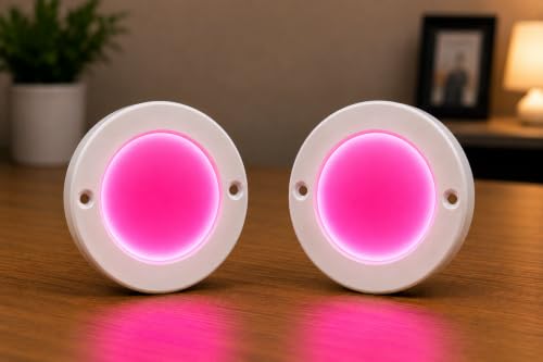 Image of OLIPS 3W LED Cabinet & Cupboard Striker Light | Polycarbonate Surface Mount Light | Elegant Slim Body | Bright Energy Efficient LED for Kitchen & Wardrobe (2, Pink)