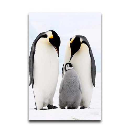Linxpsir Penguin Family in Snow Custom Poster Personalized Your Photo Wall Art Poster for Living Room Bedroom 12" x 16"