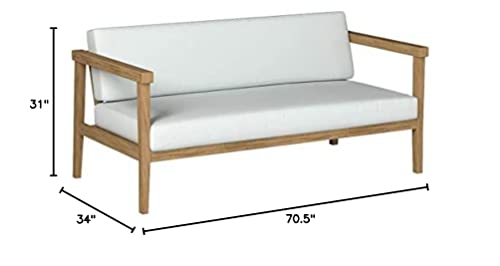 Modway Bayport Teak Wood Outdoor Patio Loveseat In Natural White #TOP5