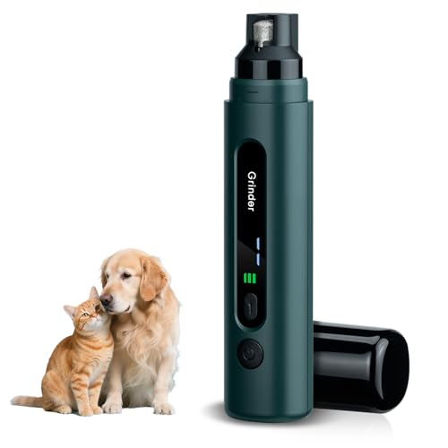 Tolesum Lima de Uñas Eléctrica para Perros, Cortauñas Recargable con LED, 5 Velocidades, Tapa Antipolvo, Lijado Silencioso para Perros Pequeños, Medianos y Grandes – Verde Oscuro