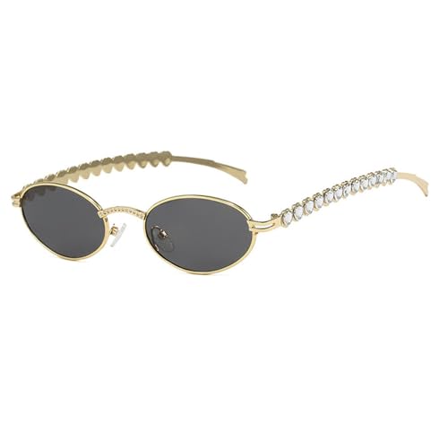 Lunettes de soleil rondes à strass pour femme tendance vintage