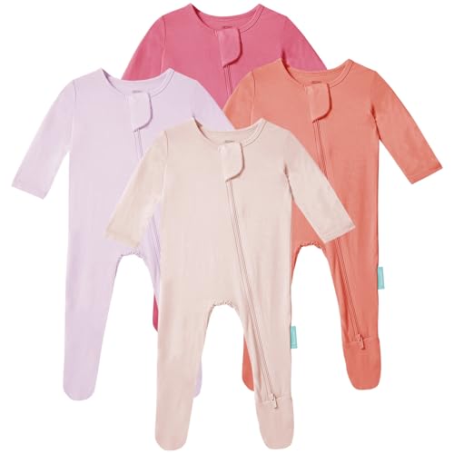 Image of PurComfy Baby Zipper Footie Pajamas, Supersoft Bamboo Rayon Baby Footed Pjs Boy Girl 0-3-6-9-18-24 Month Coverall Sleepers