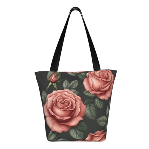Rustic Rose Flower Print Lightweight Shoulder Bag Summer Outings Tote Bags Travel Hiking Work Casual Use3