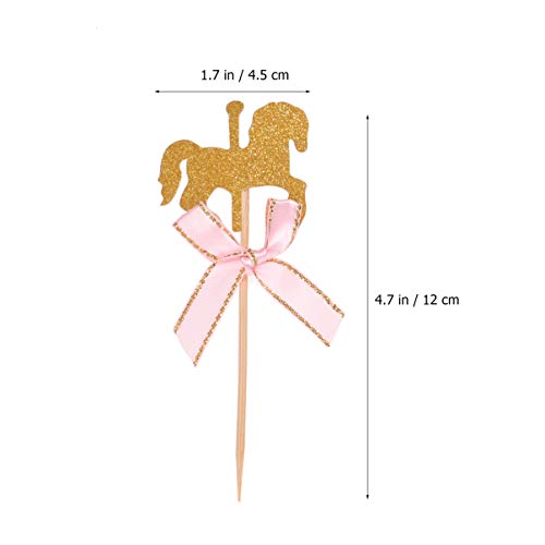 Toddmomy Cupcake de Cavalo Carrossel Topper 20Pcs Bolo de Carrossel Bolo de Capota de Cavalo de Deco