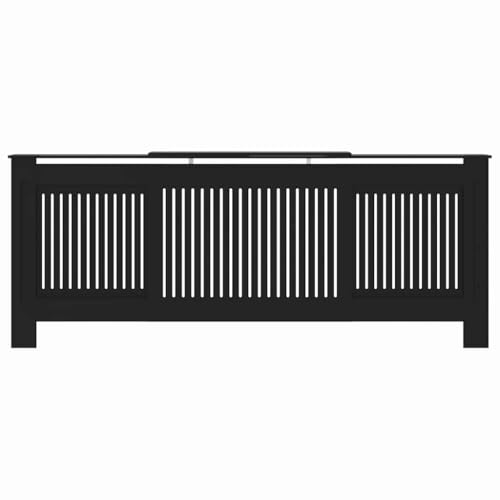 Image of Black Engineered Wood Radiator Cover 2 pcs 80.71 x 8.07 x 32.09 in, Water Resistant with Efficient Heat Flow, Modern Shelf for Home Decor, Durable and Easy Maintenance Living