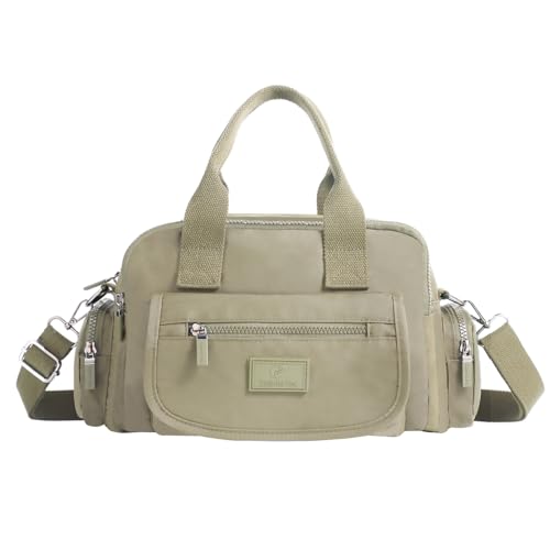 MAKLAILGR Bolsa de ombro casual feminina, bolsa transversal de grande capacidade, carteira de viagem impermeável de nylon de alta densidade, Verde