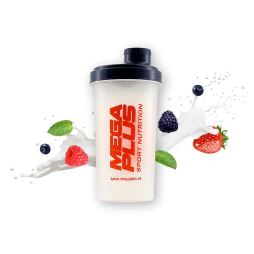 MEGA PLUS Shaker para Batidos Sport Nutrition   700 ml   Batidos proteinas portatil   a prueba de fugas, escala de medición, apto para lavavajillas
