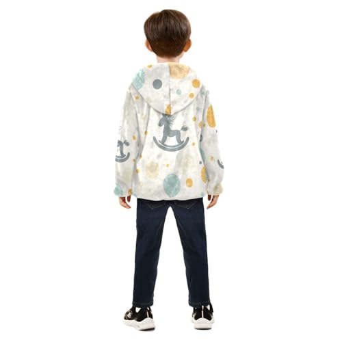 Baby Rocking Horse Girls Fleece Jacket Girls Fall Jacket Girls Zip Up Hoodie Girls Sherpa Jacket 2-10T4