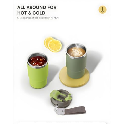 Image of Wosta Classic Tumbler 3.0-16oz /480Ml, Travel Mug with 2-in-1 Straw Lid, Vacuum Insulated Stainless Steel Insulated Mug, Double Walled, Thermos Travel Mug for Hot and Cold Coffee. (Line)